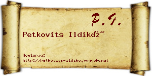 Petkovits Ildikó névjegykártya